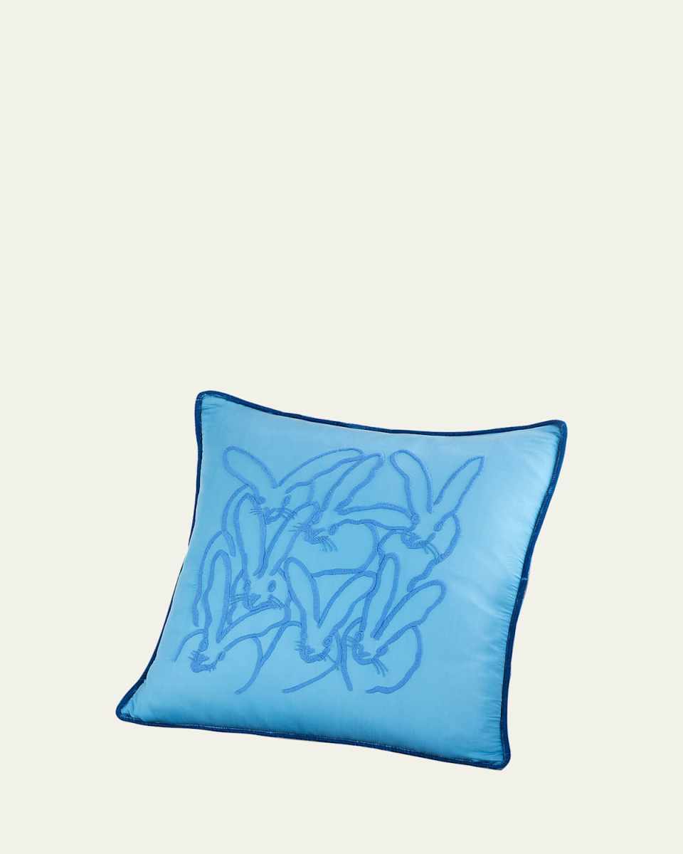 Hand-Embroidered Silk Bunny Pillow